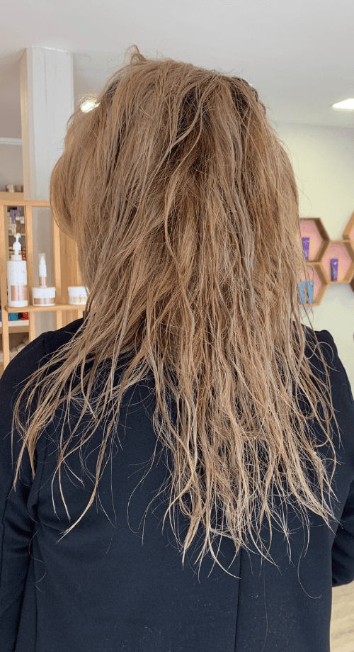 Muestra de estado de cabello maltratado